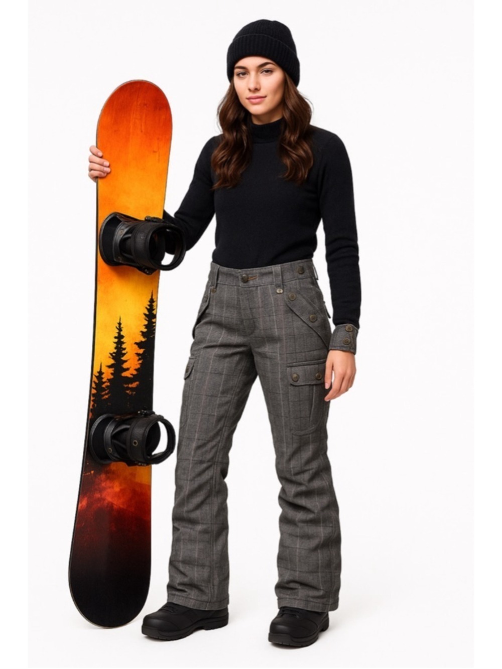 Vintage Y2K Betty Rides Women’s Ski Snowboard Pants Large Gray Plaid Insulated